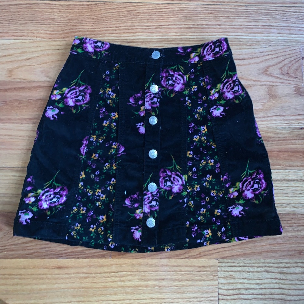 Urban Outfitters floral velvet skirt